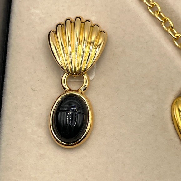 Weingeroff Signed QVC Interchangeable Pendant Pierced Earrings Scarab Set With B - Picture 4 of 12